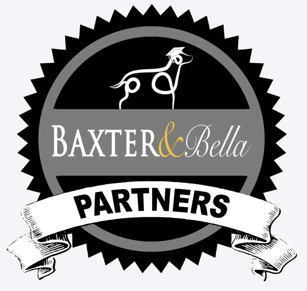Baxter & Bella Certified Partner badge for puppy training and lifetime support