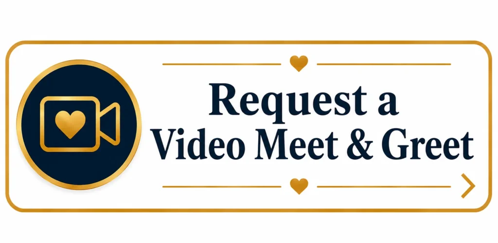 Request a Video Meet & Greet button inviting families to schedule a live video visit to meet available Mini Pomsky puppies